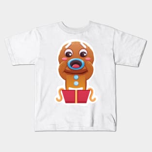 Christmas Sticker, Ginger Man Sticker Kids T-Shirt